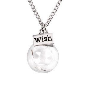 Real dandelion seed WISH silver necklace